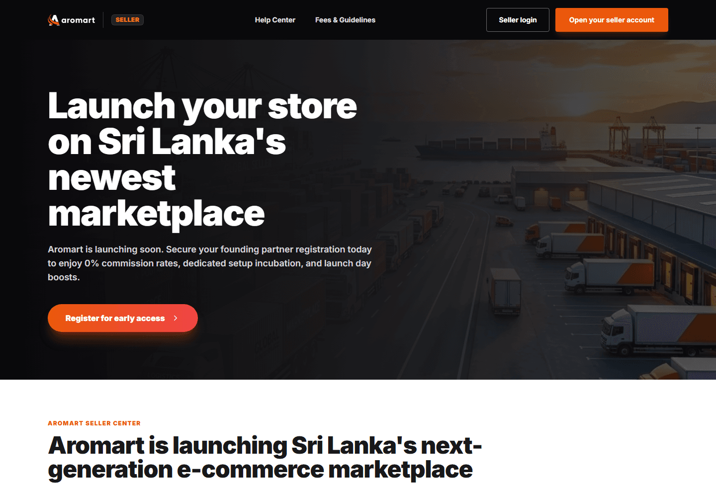 Seller landing page, the public entry point for new marketplace partners